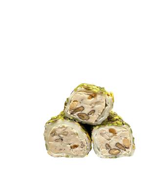 Hazelnut Cream with Almond Covered Sliced Pistachio